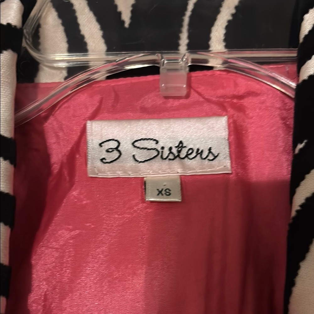 3 Sisters Black and White Trench Coat with Swirl Design - Picture 2 of 6